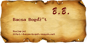 Bacsa Bogát névjegykártya